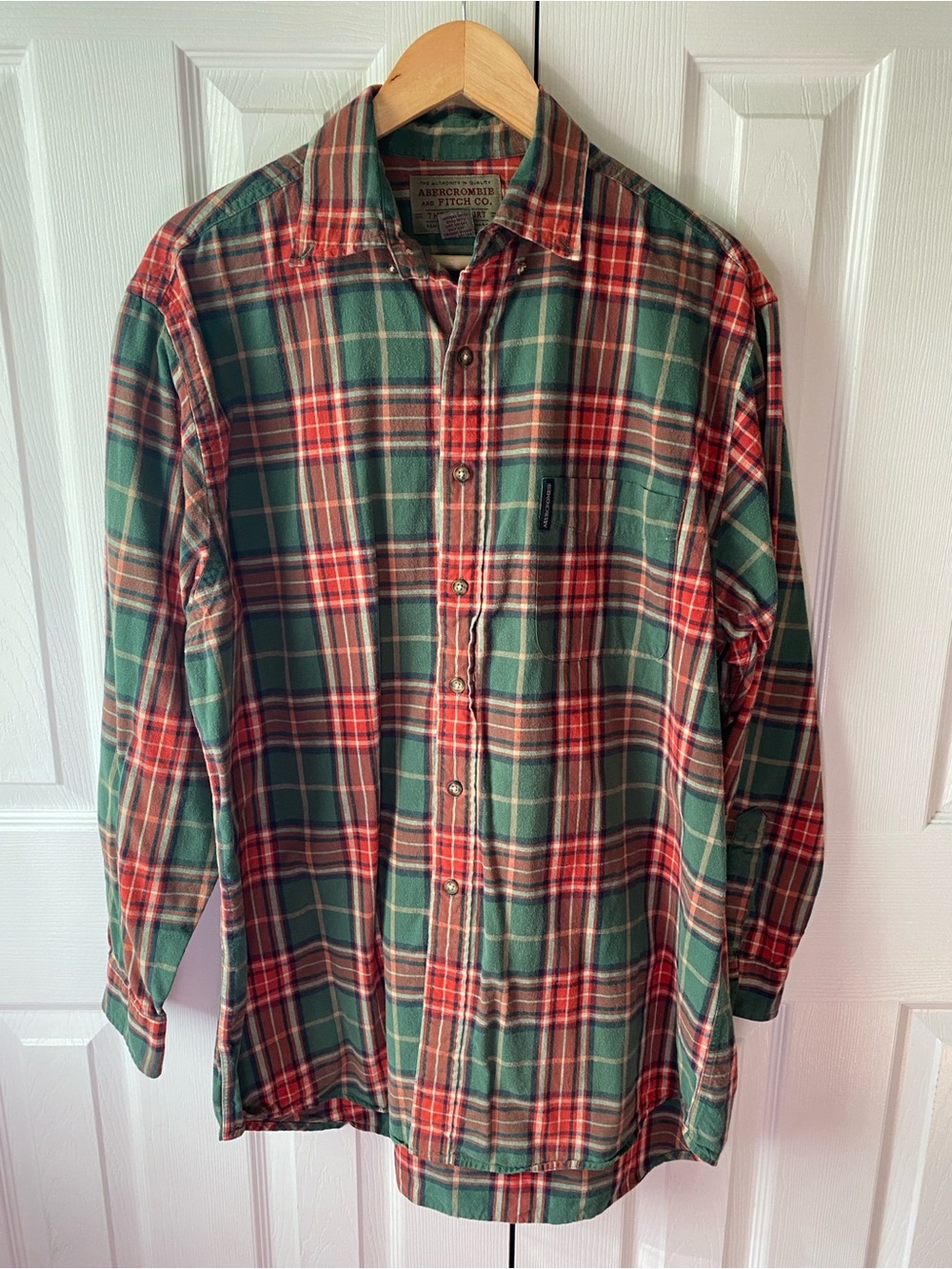 VINTAGE 1990’s Abercrombie & Fitch The Big Shirt Plaid Cotton Flannel Shirt M